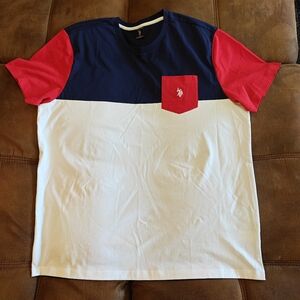 U.S. Polo Assoc. XL Colorblock T-Shirt with Red Pocket